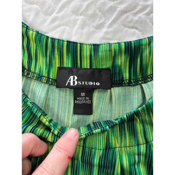 AB Studio Green Black Sleeveless Tie Back Flowy Y2K Dress size medium - Picture 3 of 7